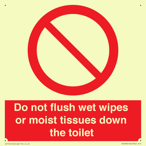 Do not flush wet wipes or moist tissues down the toilet
